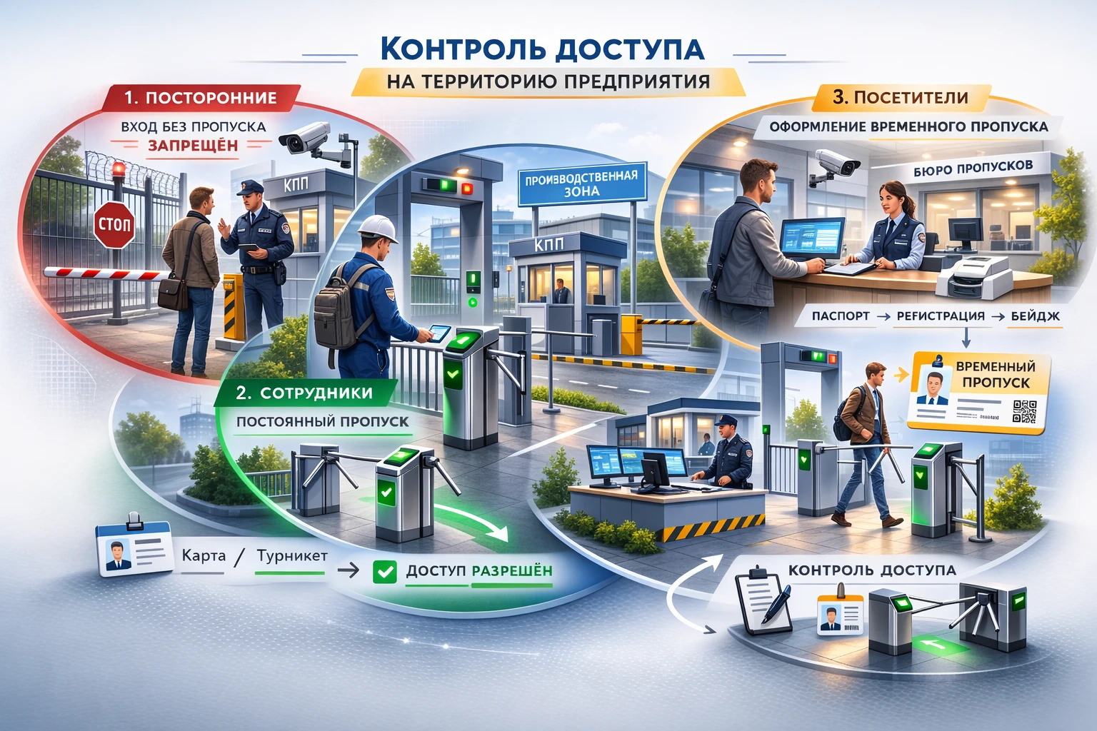 Как охрана обеспечивает контроль доступа на территорию предприятия