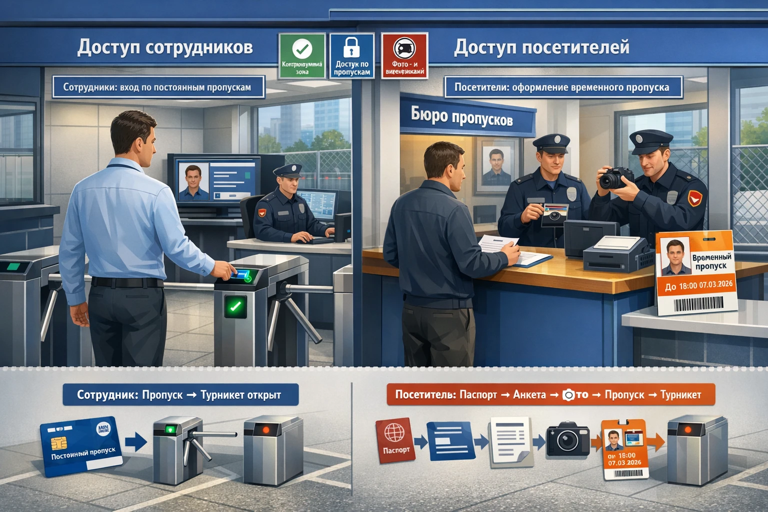 Как осуществляется доступ сотрудников и посетителей на территорию предприятия Как осуществляется доступ сотрудников и посетителей на территорию предприятия