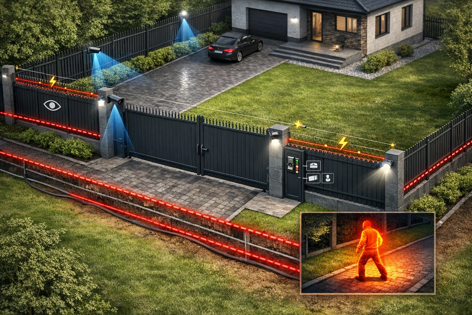 Защита периметра: забор, ворота, калитка Защита периметра дома: забор, ворота, калитка