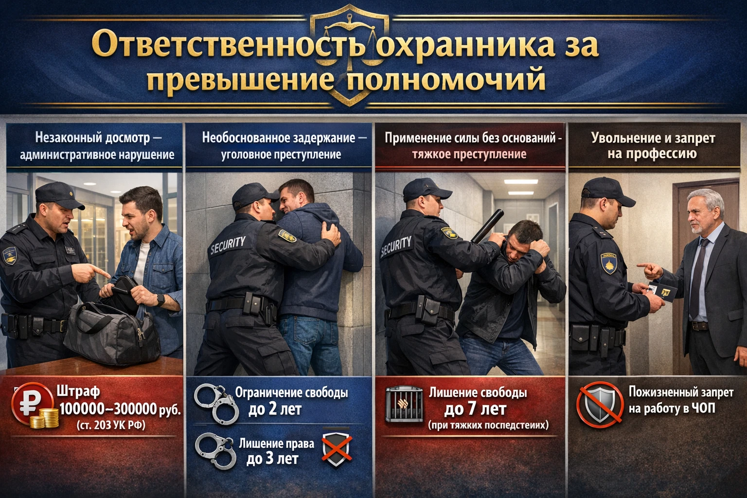 Ответственность охранника за превышение полномочий Ответственность охранника за превышение полномочий